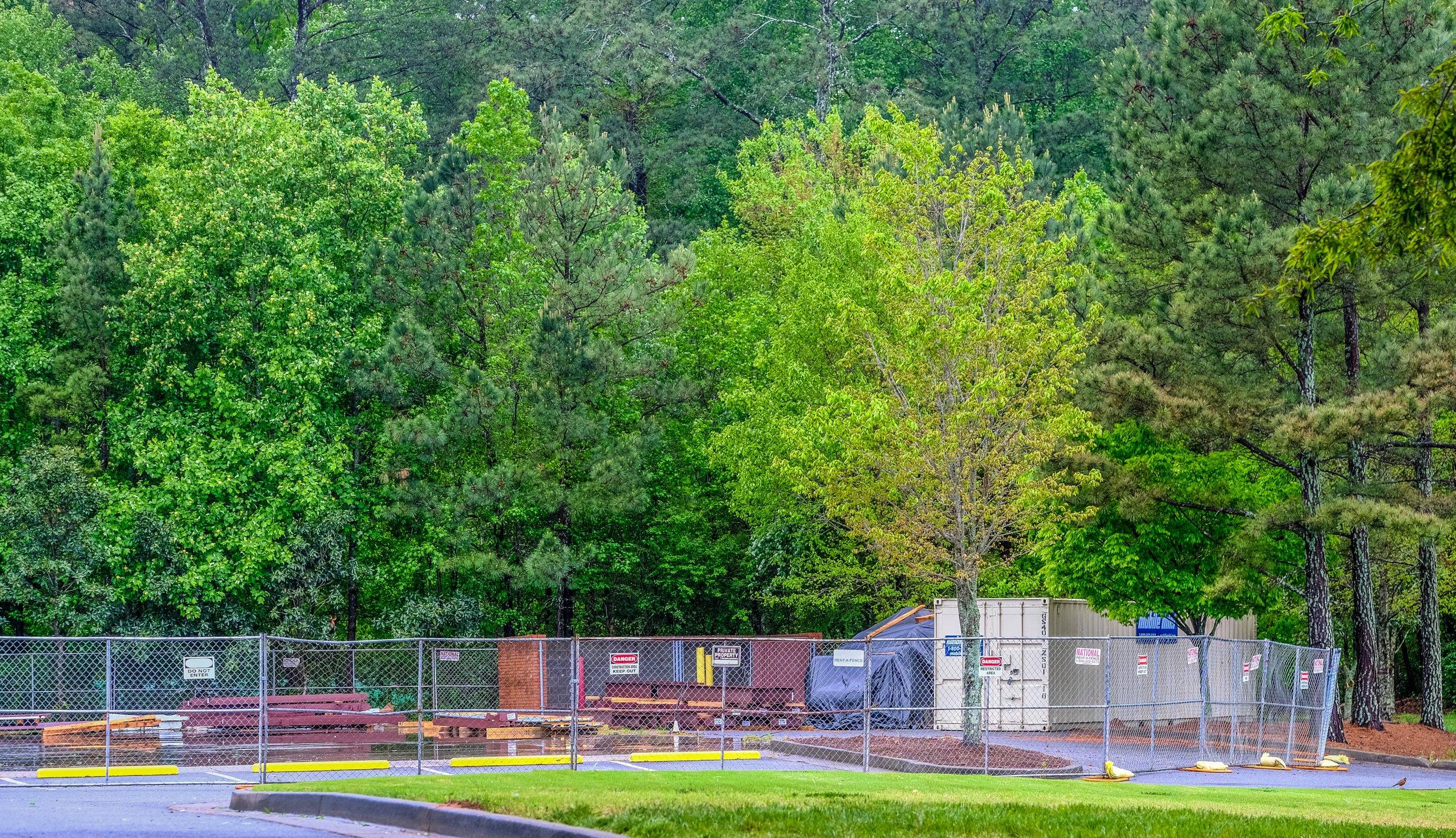 New Construction Project Behind Chain Link Fence